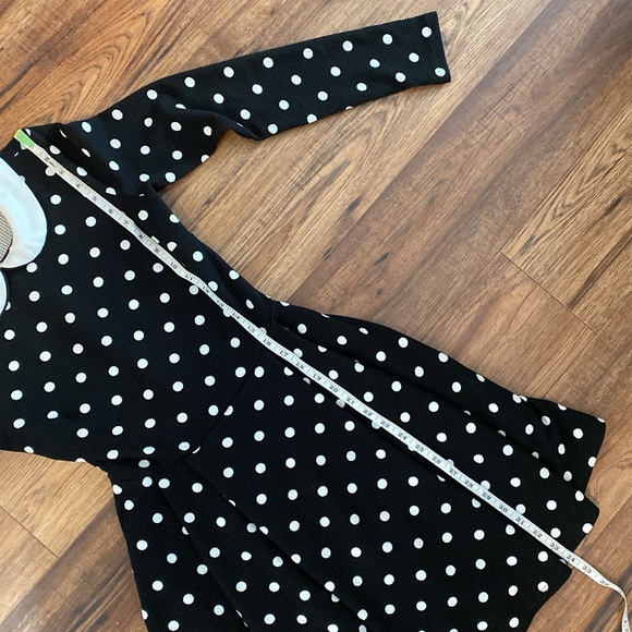 💜XS💜 Retro Dress Wednesday Addams Polka Dot Peter Pan Collar Flare Long Sleeve - Picture 6 of 8